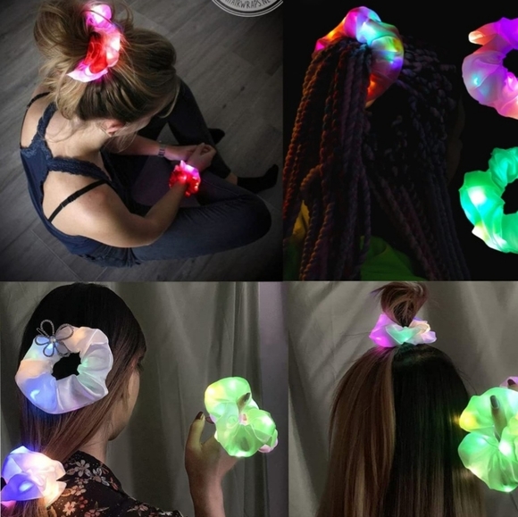 2 PIECE SCRUNCHIE LED LIGHT UP SET In Various Colors - Picture 2 of 8